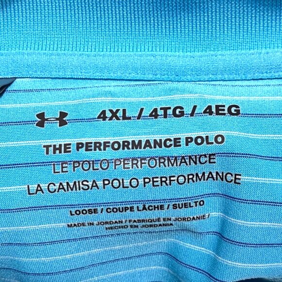 Under Armour Mens Polo Shirt 4XL Blue Pinstripe Preppy Sporty Golf School Casual - Picture 4 of 6